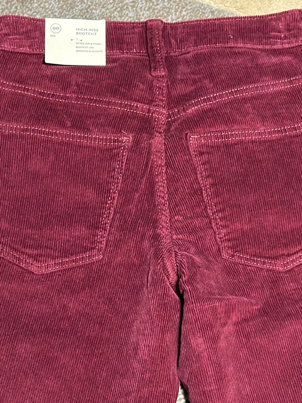Universal Thread High Rise Bootcut Corduroy Pants Burgundy 00/24R NWT - Picture 5 of 11